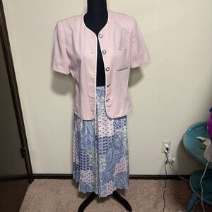 Women’s Size 8 Vintage 2PC Blouse & Skirt Suit Set Modest Church Cottage Grandma